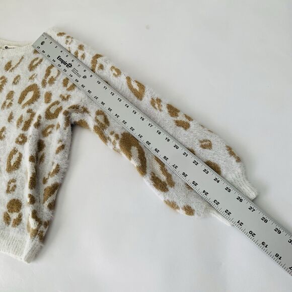 The Impeccable Pig Sweater Women S/M White Cheetah Print Eyelash Knit Preppy - Picture 7 of 7